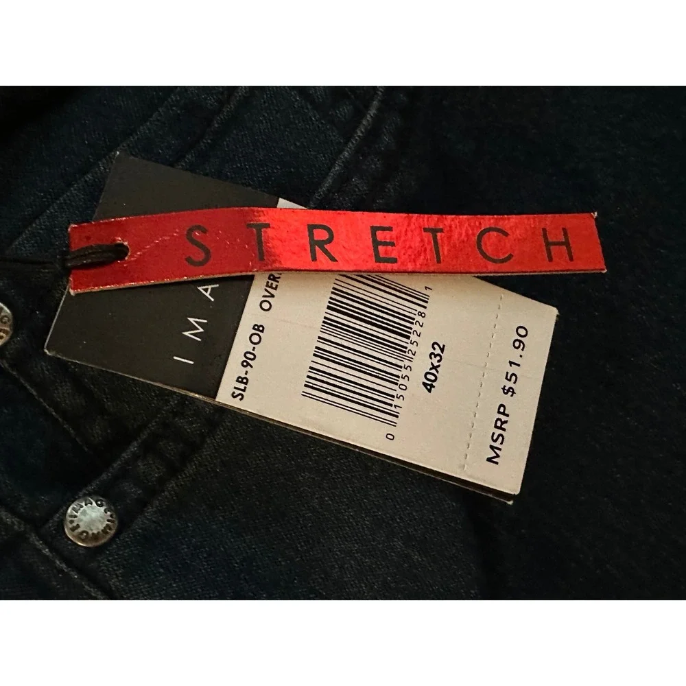 NWT Image Premium Mens Straight Fit Stretch Jeans Dark Wash Blue 40x32 SLB-90-OB